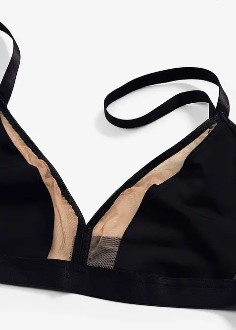Bralette utan bygel med transparenta inf&auml;llningar, bonprix