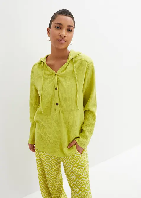 Muslinblus med luva, bonprix