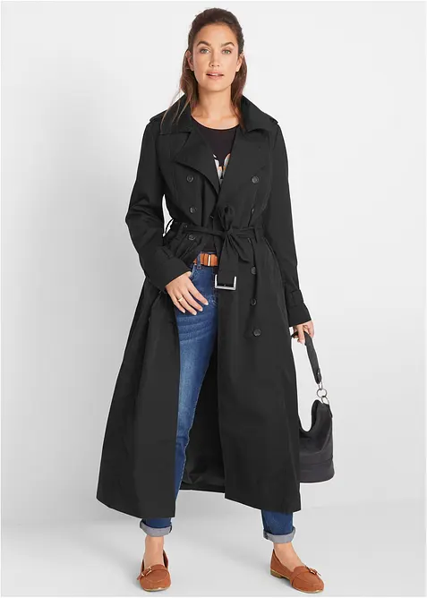 L&aring;ng trenchcoat med midjeb&auml;lte, bonprix
