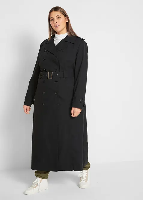 L&aring;ng trenchcoat med midjeb&auml;lte, bonprix