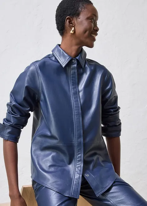 Skinnskjorta i lammnappa, bonprix