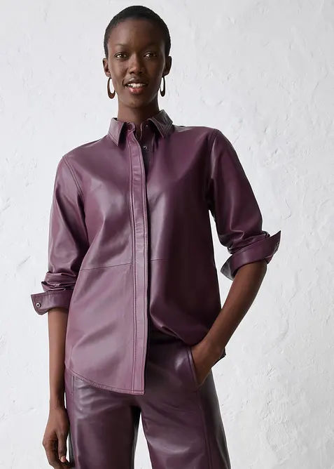 Skinnskjorta i lammnappa, bonprix