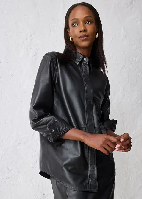 Skinnskjorta i lammnappa, bonprix