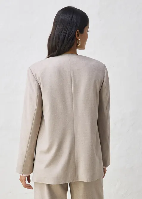 Kavaj utan krage i mjuk ylleblandning, bonprix