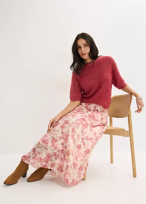 Chiffongkjol med krinklade effekter, bonprix