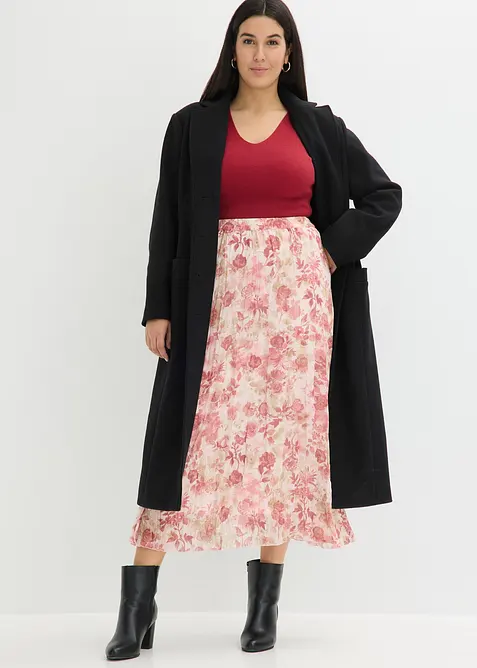 Chiffongkjol med krinklade effekter, bonprix