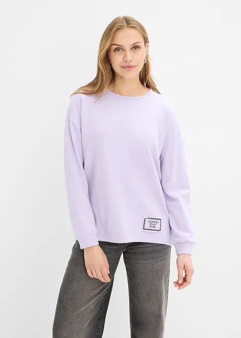 Sweatshirt i bomullsmix som &auml;r l&auml;ngre bak &auml;n fram, bonprix