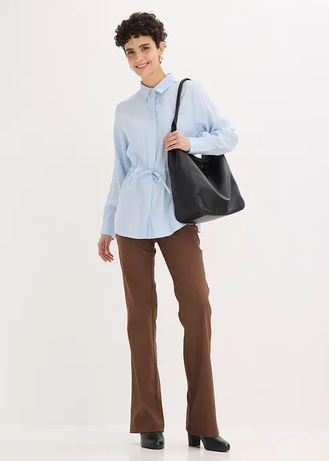 Poplinblus med lagda veck, bonprix