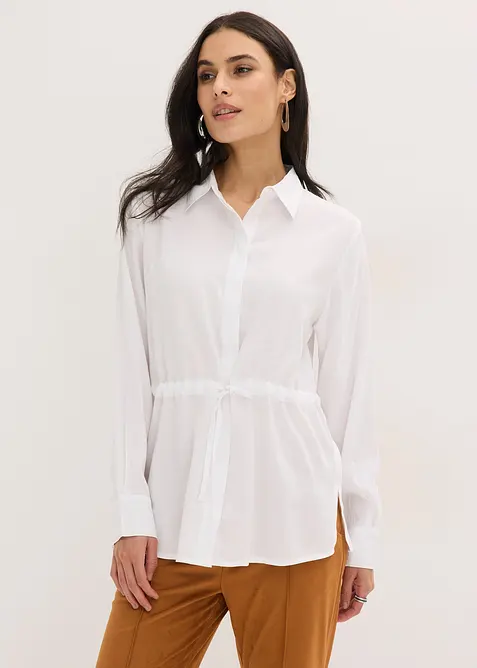 Poplinblus med lagda veck, bonprix