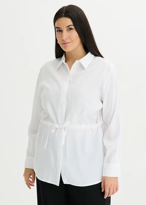 Poplinblus med lagda veck, bonprix
