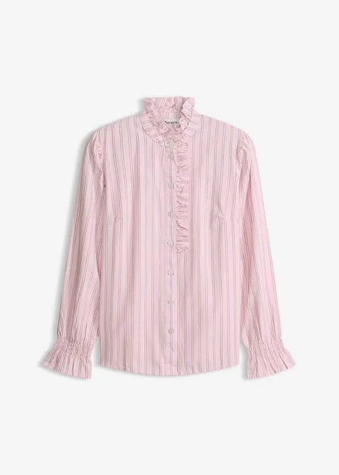 Poplinblus med krusad krage, bonprix