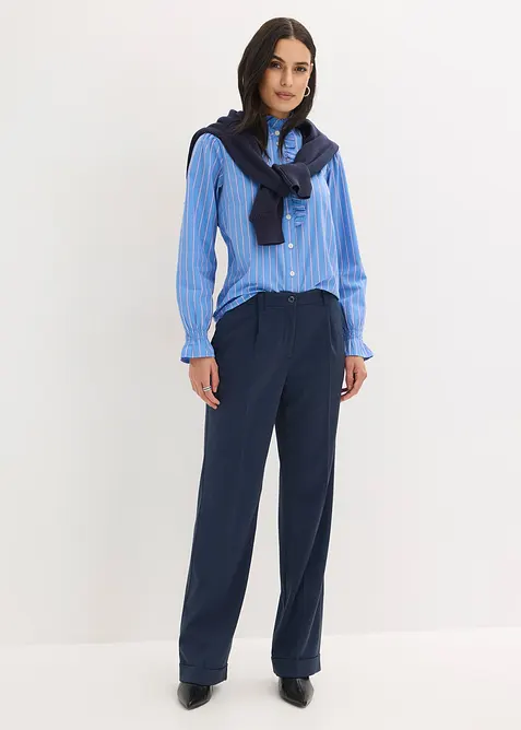 Poplinblus med krusad krage, bonprix