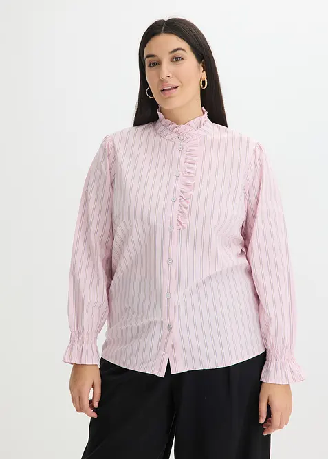Poplinblus med krusad krage, bonprix