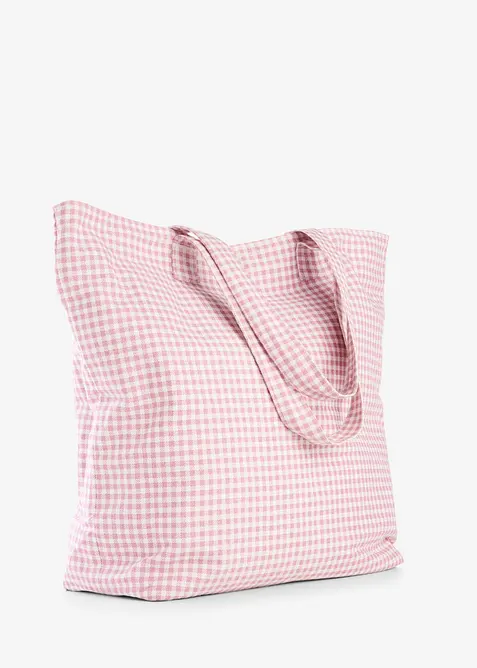 Shoppingv&auml;ska i canvas med sm&aring;rutigt m&ouml;nster, bonprix