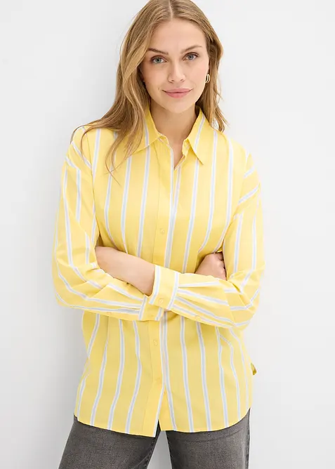 Skjortblus i bomullspoplin, bonprix