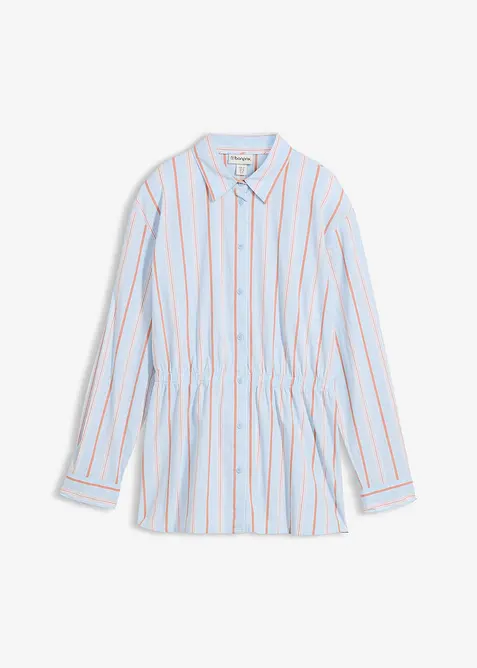 Skjortblus i stretchig bomullspoplin, bonprix