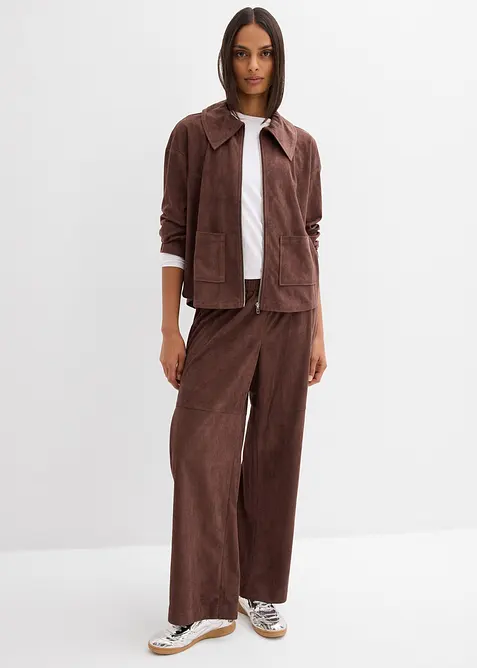 Skjortjacka i mockaskinnimitation, bonprix