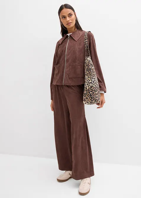 Dra p&aring;-byxa i mockaskinnimitation, bonprix