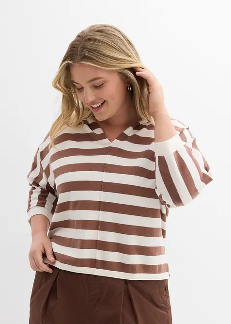 Finstickad oversizetr&ouml;ja i bomullsmix, bonprix