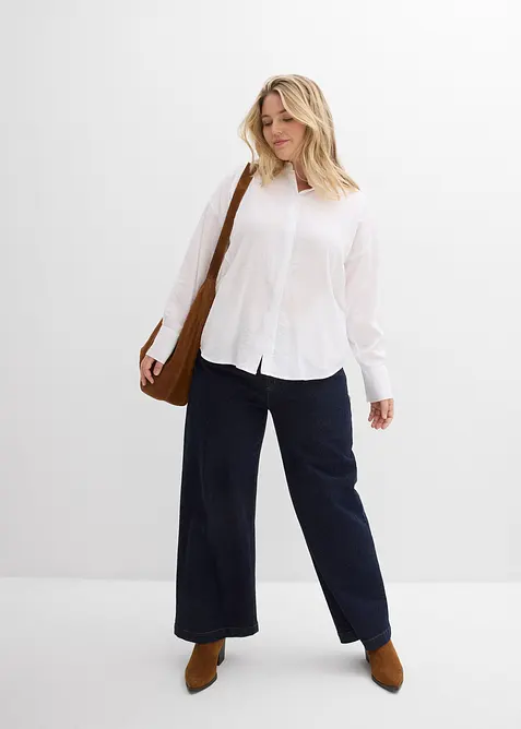 Skjortblus i viskosmix, bonprix