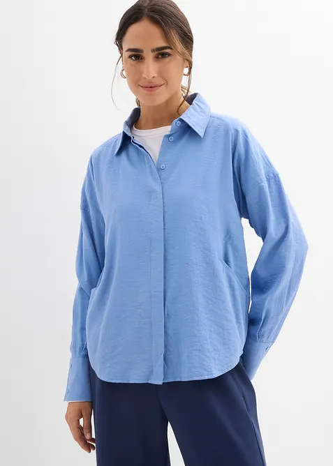 Skjortblus i viskosmix, bonprix