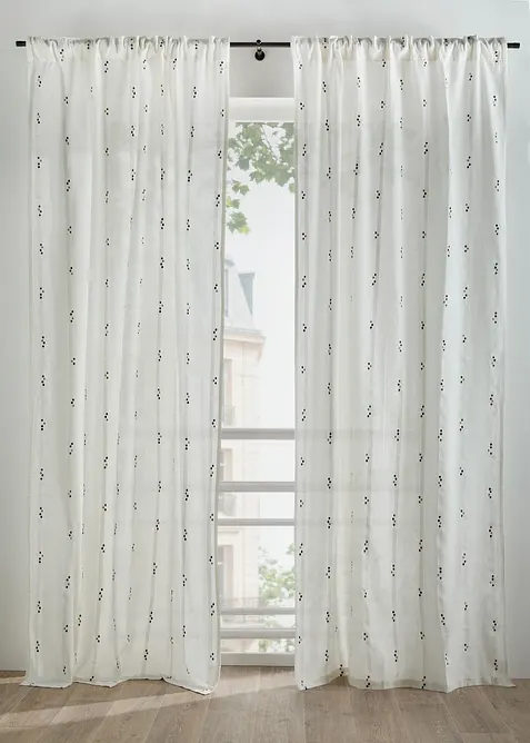 Gardinl&auml;ngd i v&auml;vt material av ekologisk bomull med prickar (1-pack), bonprix