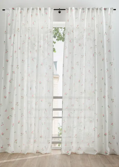 Gardinl&auml;ngd med blomm&ouml;nster (1-pack), bonprix