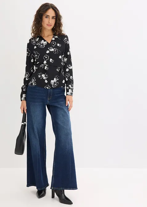 Blus i f&ouml;ljsam satin, bonprix