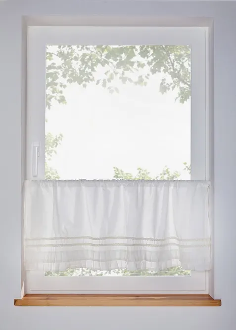 Caf&eacute;gardin med rysch, av ekologisk bomull, bonprix