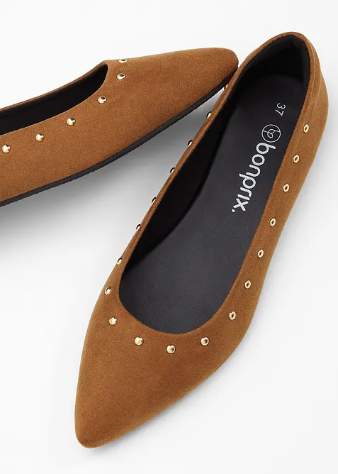 Ballerinaskor med nitar, bonprix