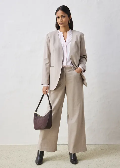 Kavaj utan krage i mjuk ylleblandning, bonprix