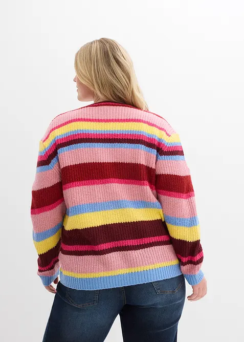 Oversizecardigan i materialmix, bonprix