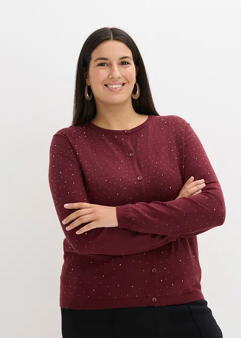 Cardigan med glitterstenar, bonprix