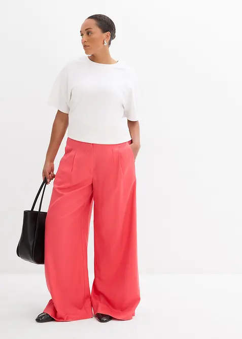 Byxa med gubbveck, av lyocell med mjukt fall, bonprix