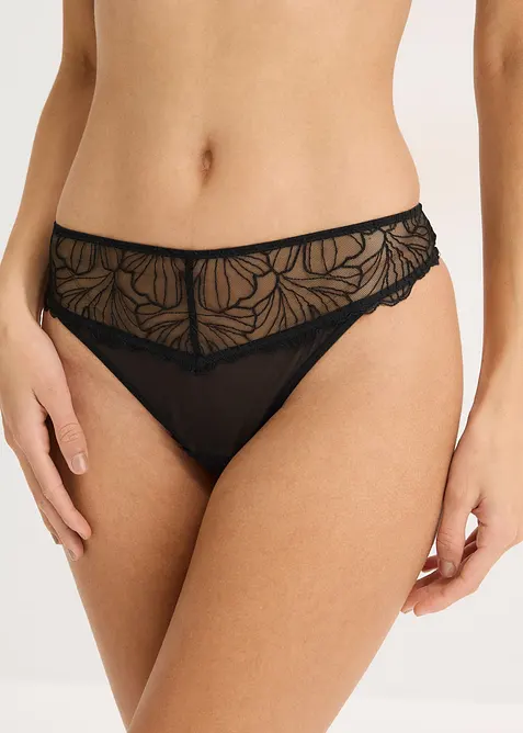 Stringtrosa med broderi, bonprix