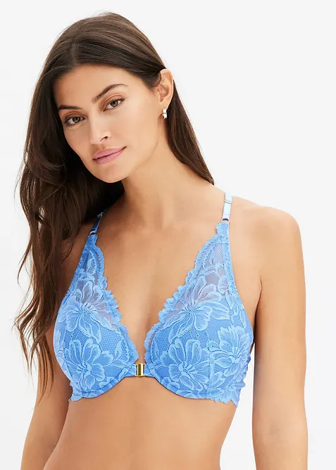 Formpressad BH med framkn&auml;ppning och spets, bonprix