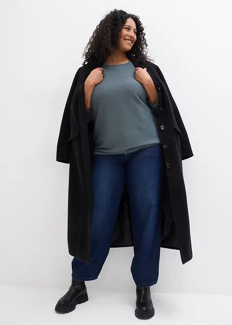 Ribbstickad oversizetr&ouml;ja i viskosmix, bonprix