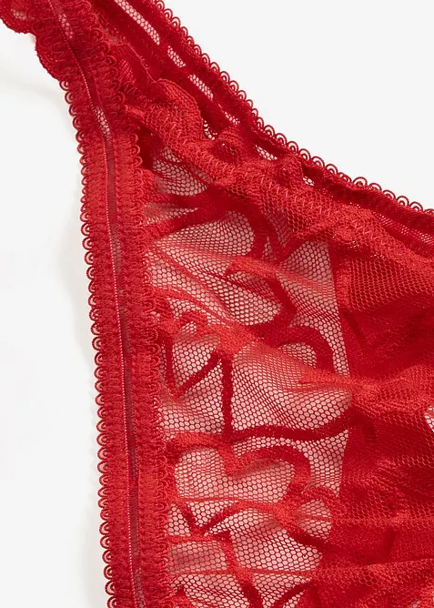 Stringtrosa med hj&auml;rtm&ouml;nstrad spets, bonprix