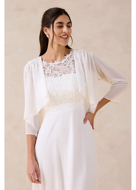 Chiffongbolero med &aring;tervunnen polyester, bonprix