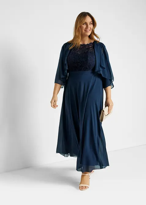 Chiffongbolero med &aring;tervunnen polyester, bonprix