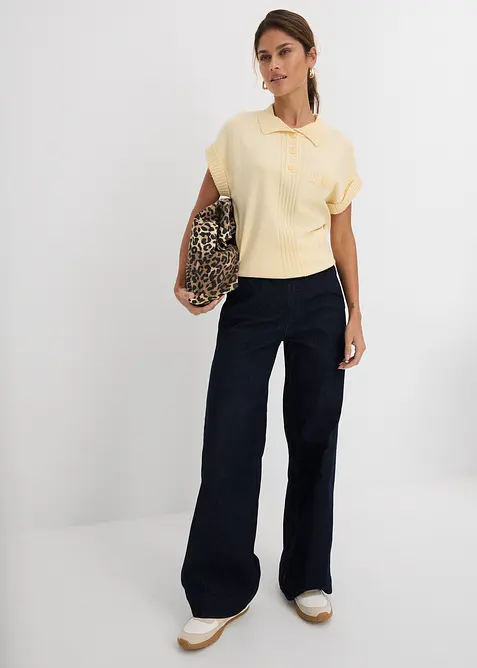 Stretch Wide Leg Jeans Mid Waist, bonprix