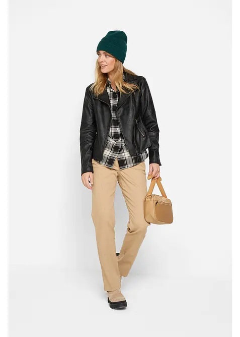 Rutig skjortblus i ren bomull, bonprix