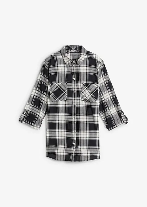 Rutig skjortblus i ren bomull, bonprix