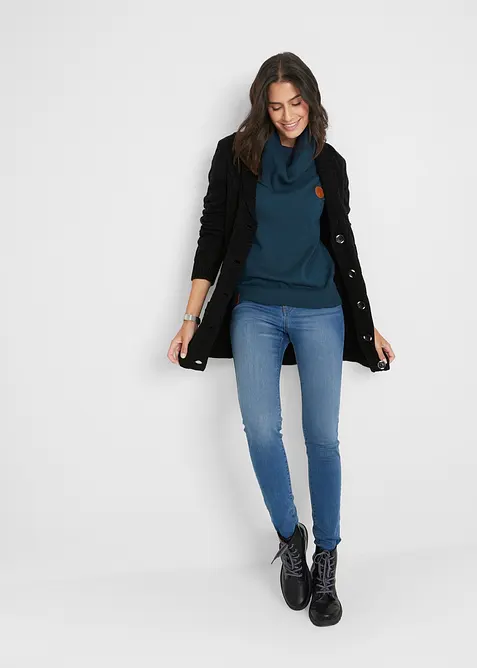 Finstickad tr&ouml;ja med vid krage, bonprix