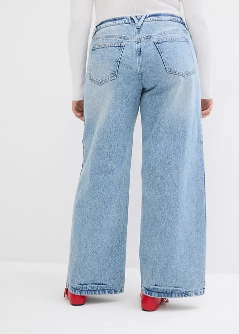 Wide Leg Jeans, Mid Waist, Low Stretch Full Length, bonprix