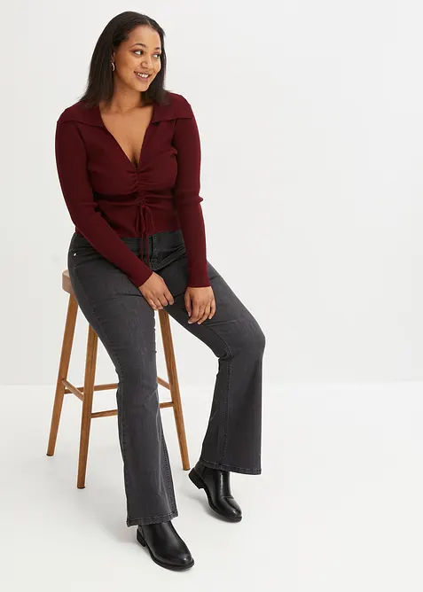 Ribbstickad tr&ouml;ja med rynk, bonprix