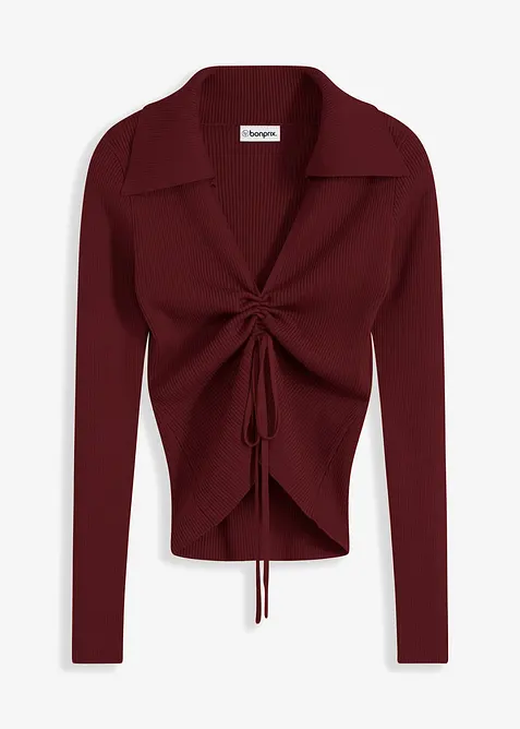 Ribbstickad tr&ouml;ja med rynk, bonprix