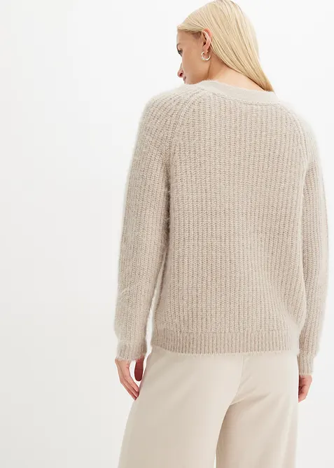 Ribbstickad cardigan, bonprix