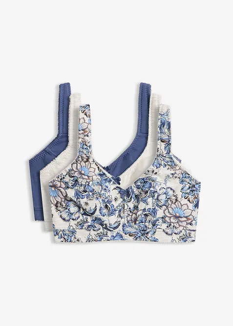 BH utan bygel (3-pack), ekologisk bomull, bonprix