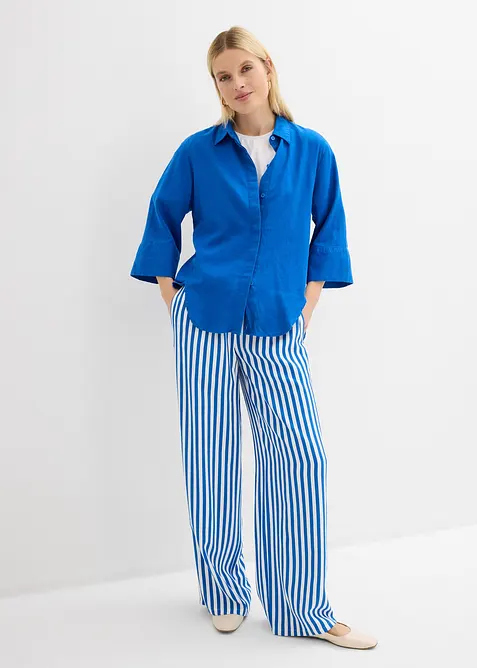 Skjortblus i svalkande linnemix, bonprix